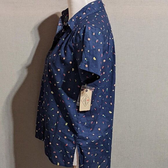 šNWTāST JOHN'SĀ BAY NAVY BLUEāSHORTāSLEEVEāBUTTONāUPāBLOUSEā-āSMALL - Picture 4 of 8